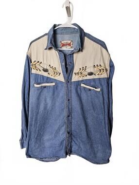 Stockerpoint Western Style Denim Shirt with Decorative Beading